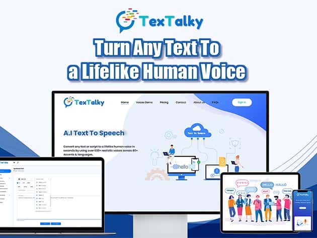 TexTalky AI Text to Speech Converter Human Voices Lifetime Sub