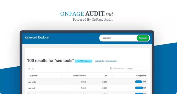 OnPageAudit Auditing Keyword Research and Backlink Research Tool Lifetime Deal 1