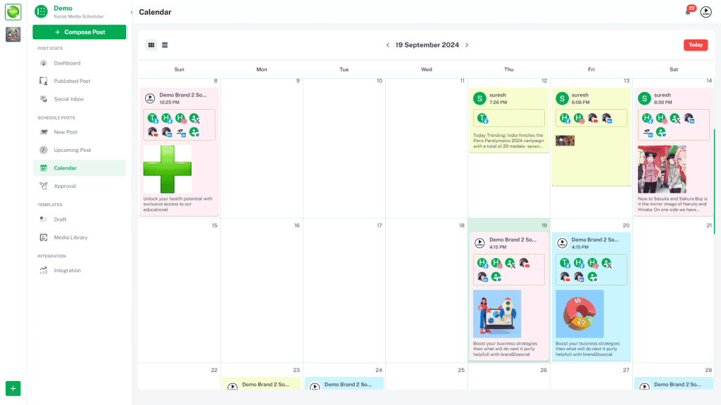 Brand2Social Calendar View