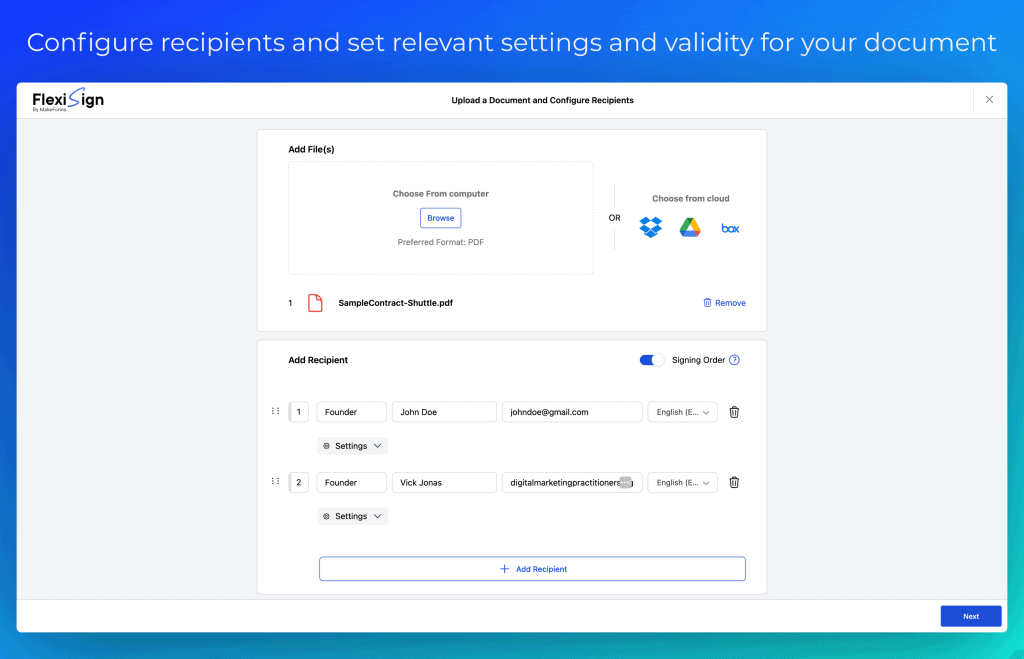 FlexiSign dashboard doc settings