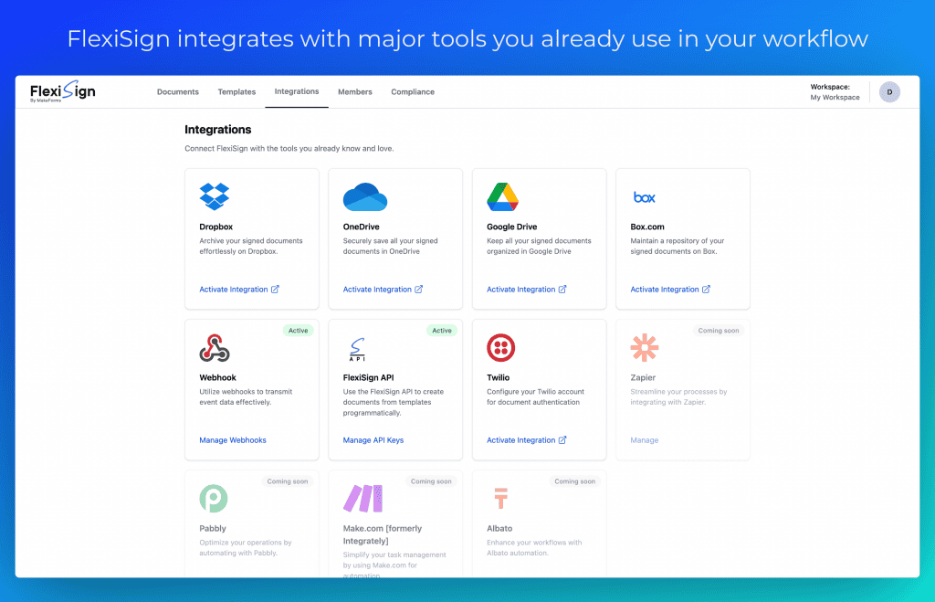 FlexiSign dashboard integrations