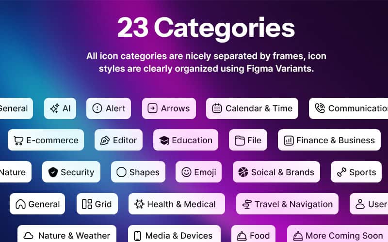 Iconstica 23 categories