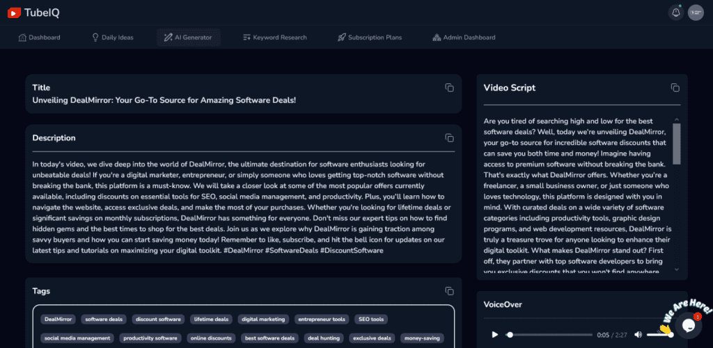 TubeIQ AI Generator