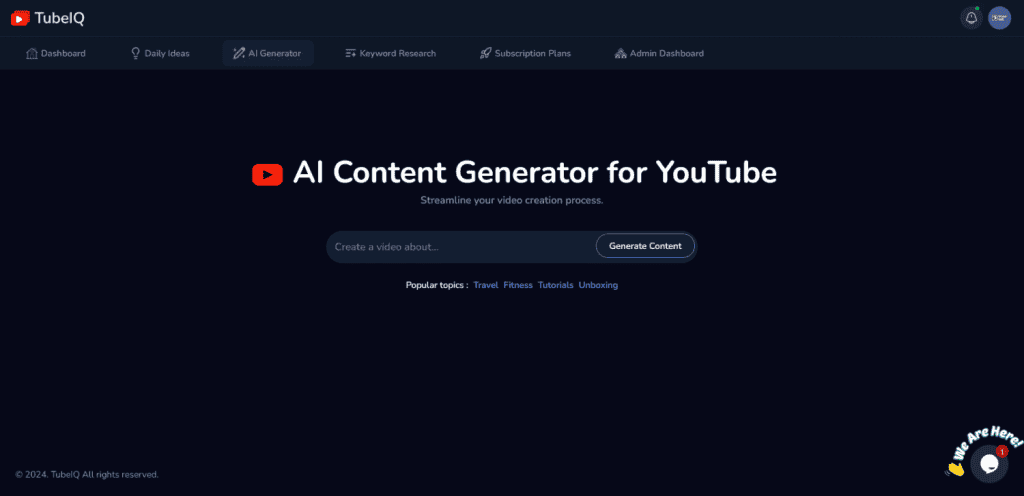 TubeIQ Content Generator