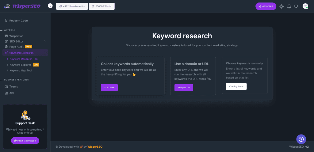 WisperSEO Keyword Research