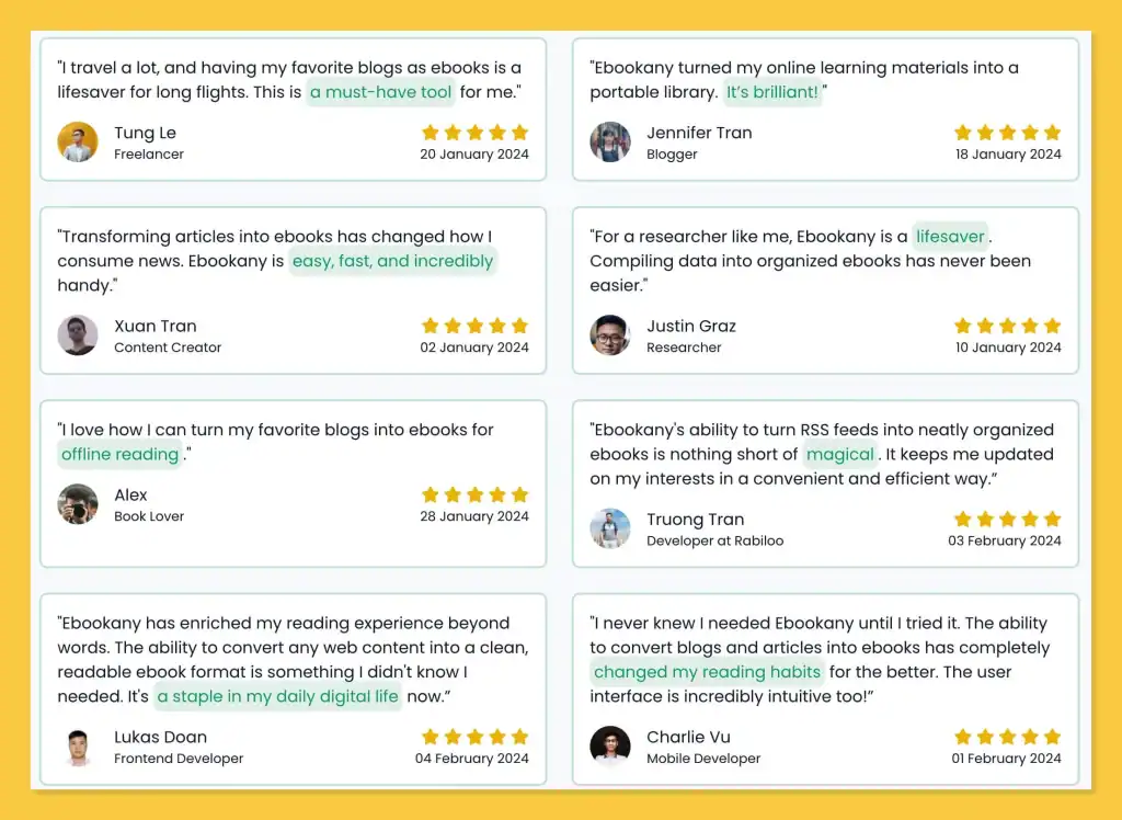Ebookany Testimonials