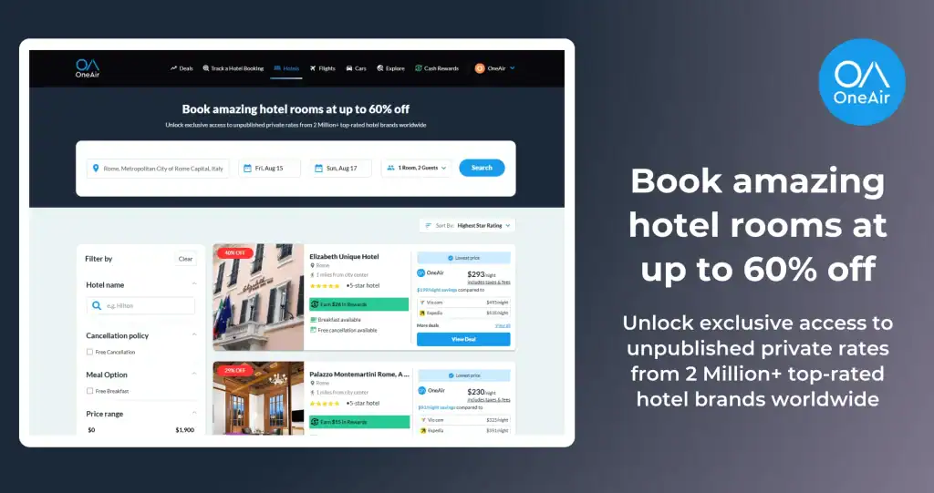 OneAir Book hotels