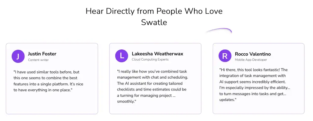 Swatle Testimonials