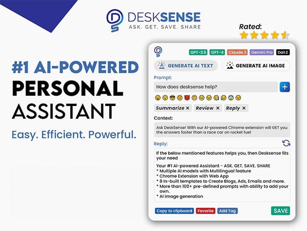 DeskSense AI Assistant Productivity and Creativity Pro Plan Lifetime Deal 1