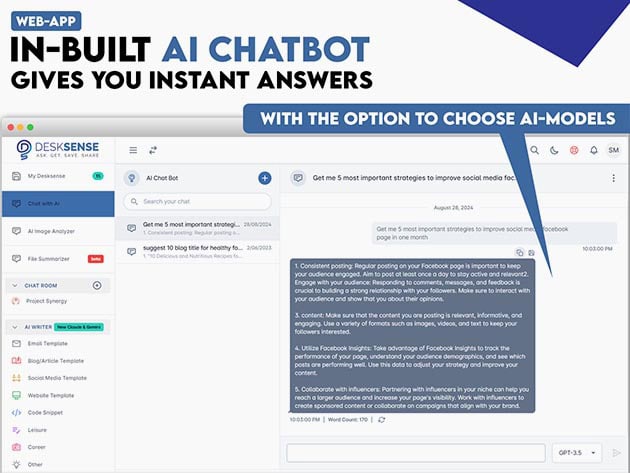 DeskSense AI Assistant Productivity and Creativity Pro Plan Lifetime Deal 3