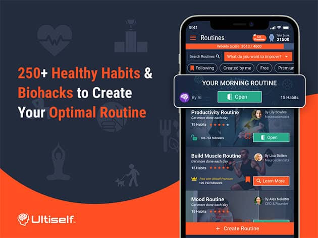 Ultiself Biohacker Routine Planner App Healthy Lifestyle Lifetime Deal 2