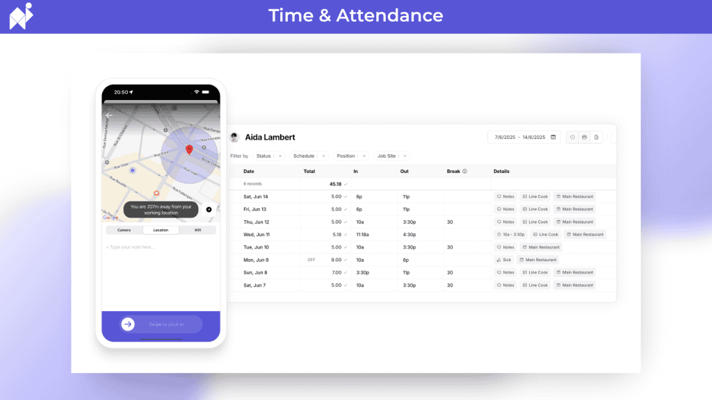 Camelo Feature Time and Attendance