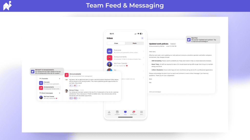 Camelo Team Feed Messaging