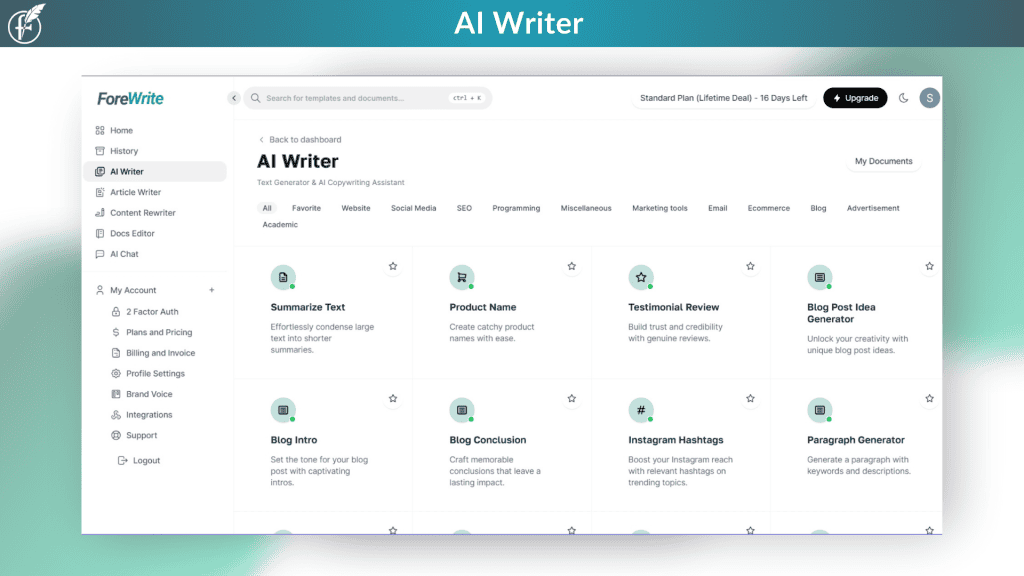 ForWrite AI Writer