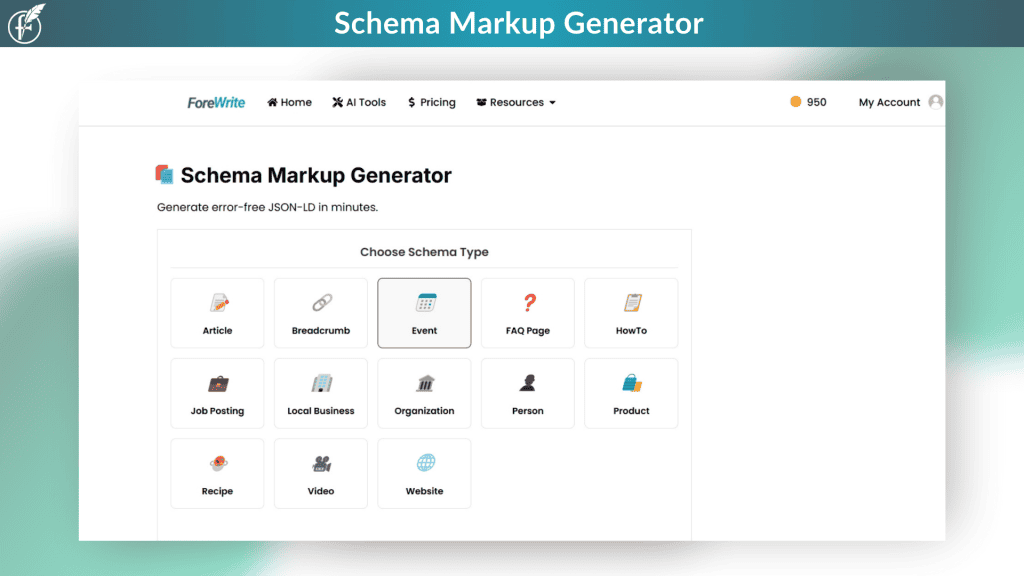 ForWrite Schema Markup Generator