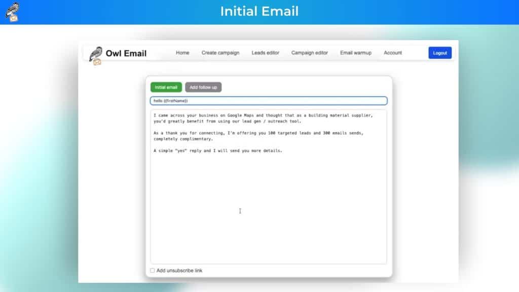 Owl Email Initial Email