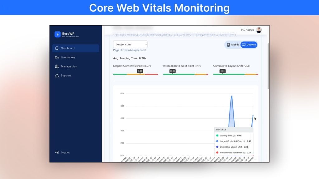 BerqWP Core Web Vitals Monitoring