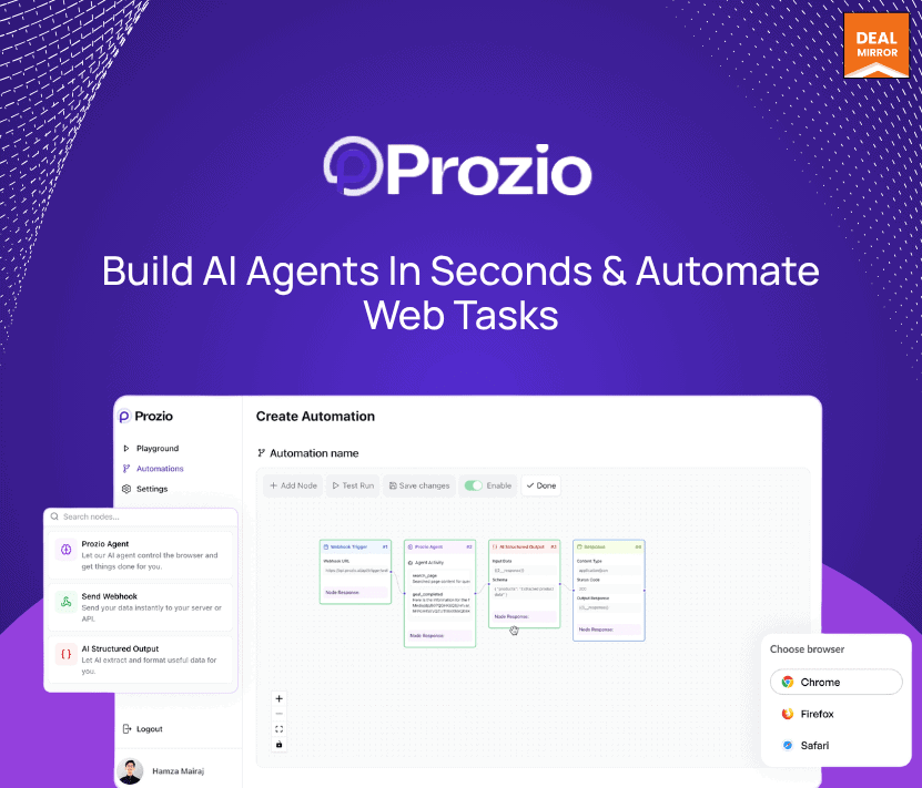 Prozio AI Create AI Web Agents Automate Web Tasks