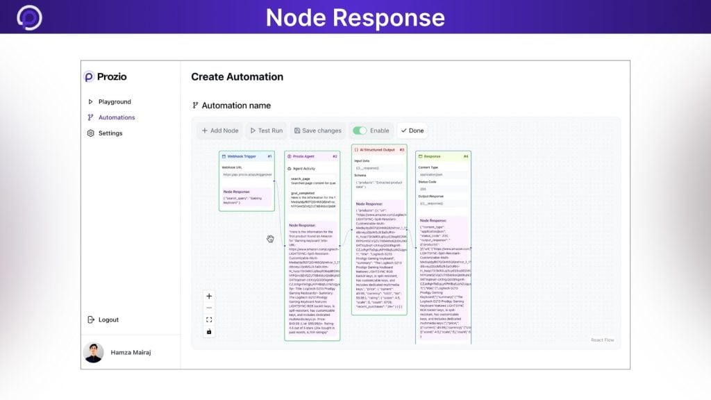 Prozio AI Node Response