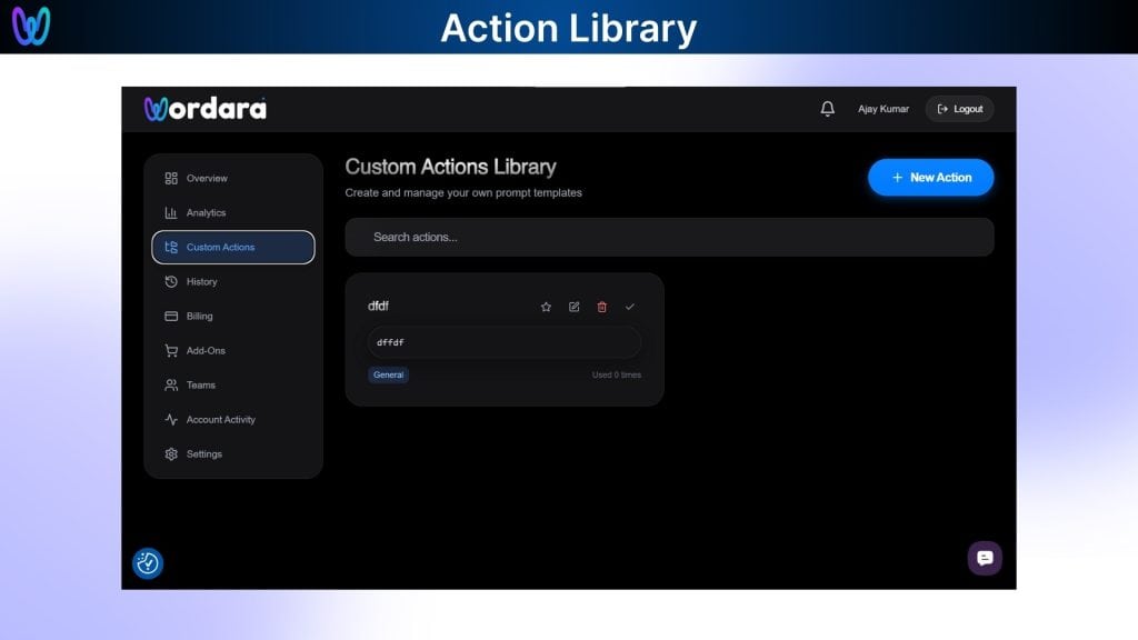 Wordara Action Library