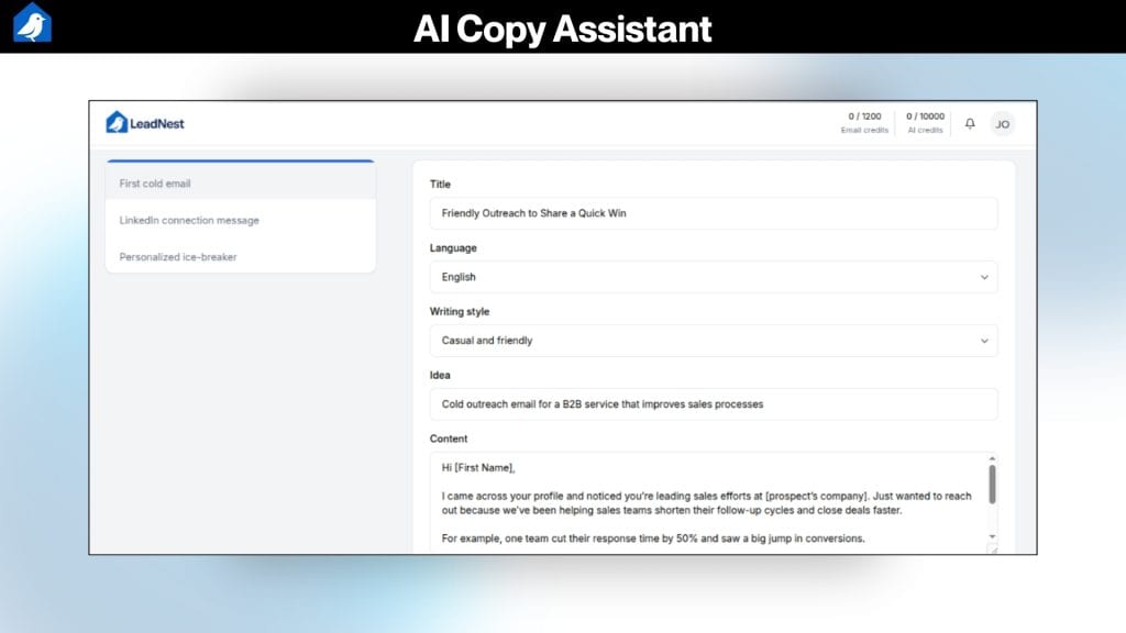 LeadNest AI Copy Assistant