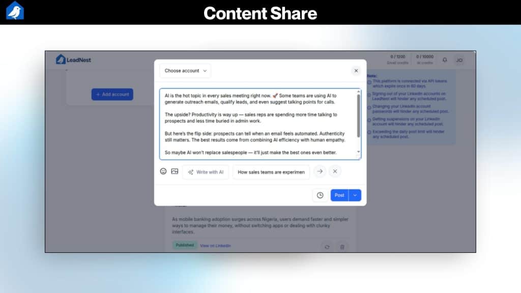 LeadNest Content Share