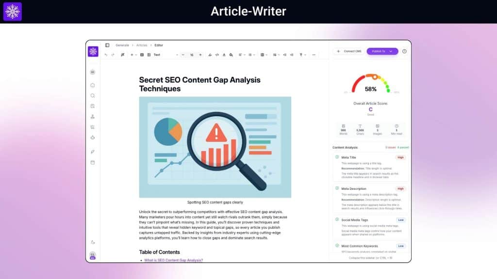 SnowSEO Article Writer 1