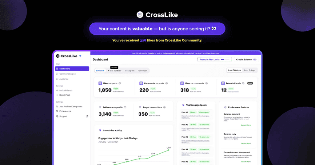 CrossLike LinkedIn Growth Engine Lifetime Deal