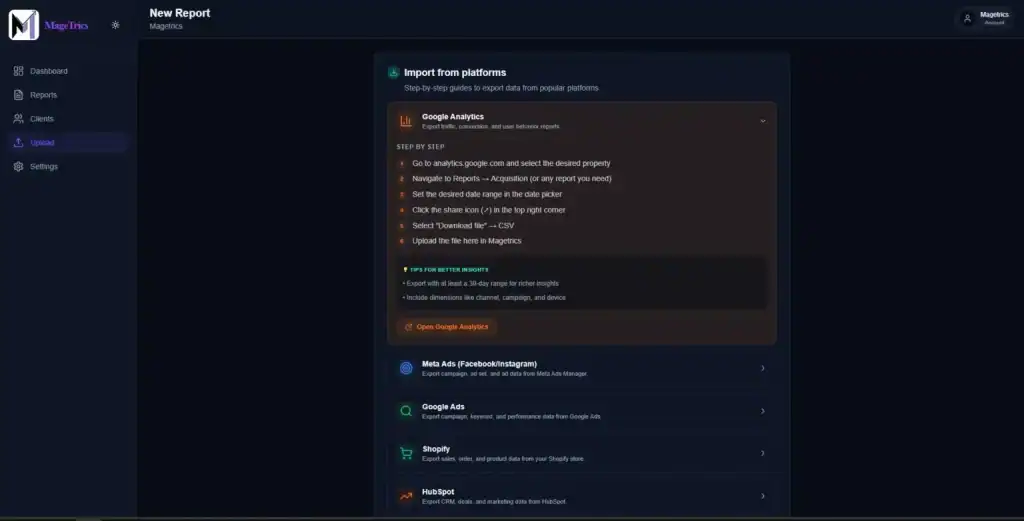 Magetrics Google Analytics Data Import