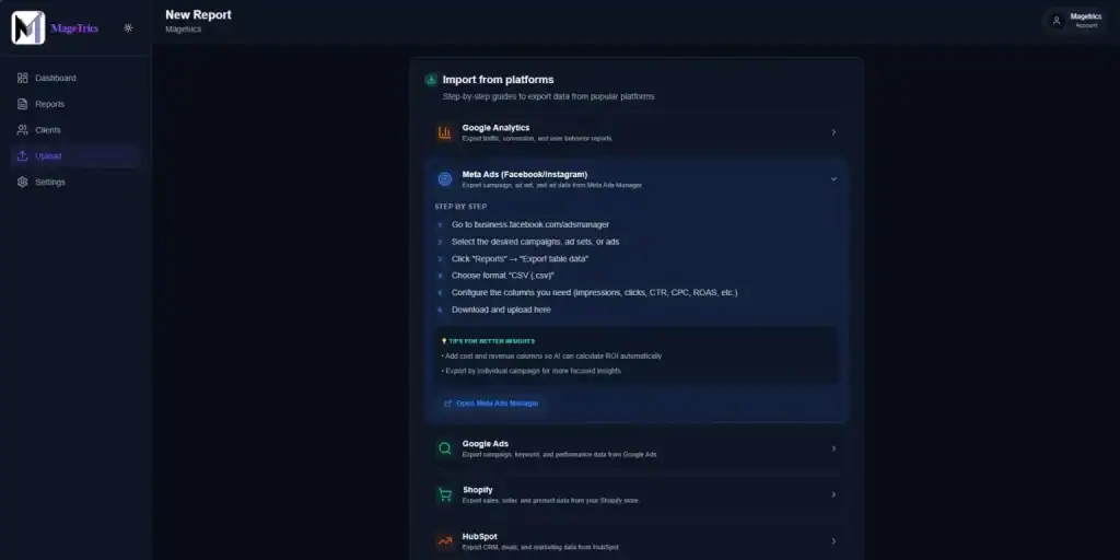 Magetrics Meta Ads Data Import