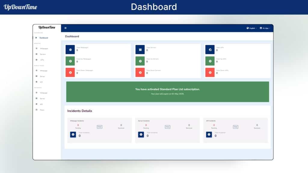 UpDowntime Dashboard