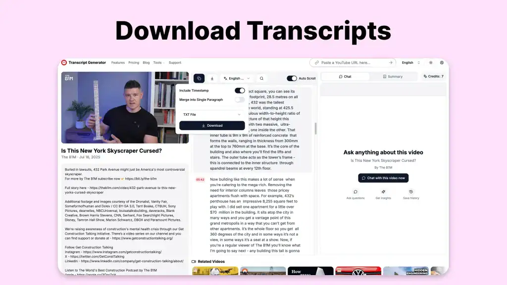 download transcripts