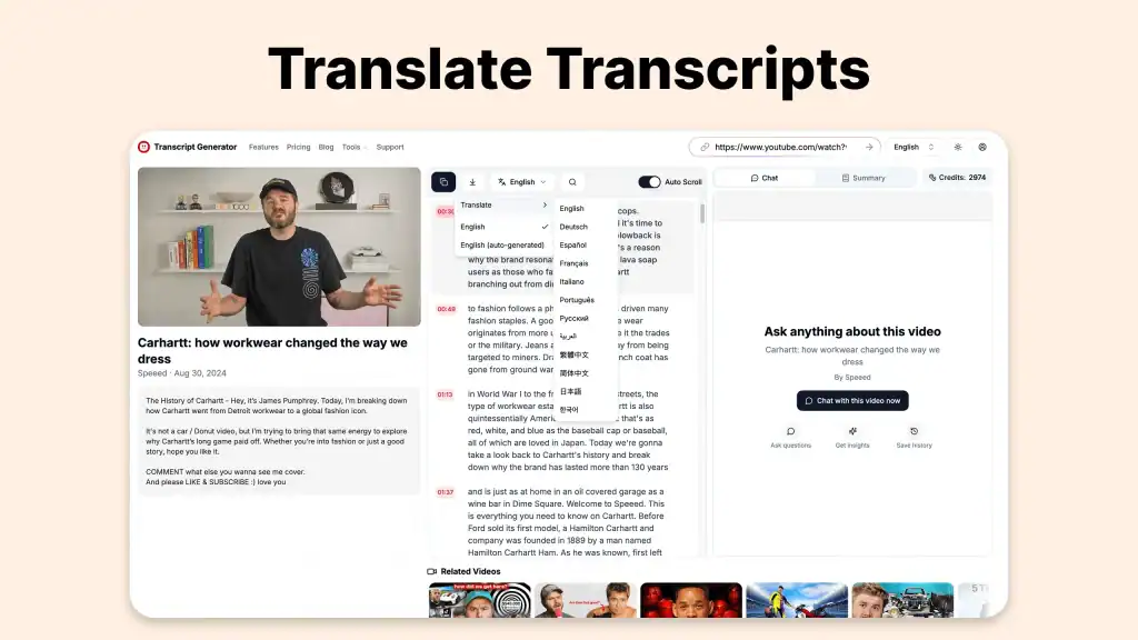 translate transcripts