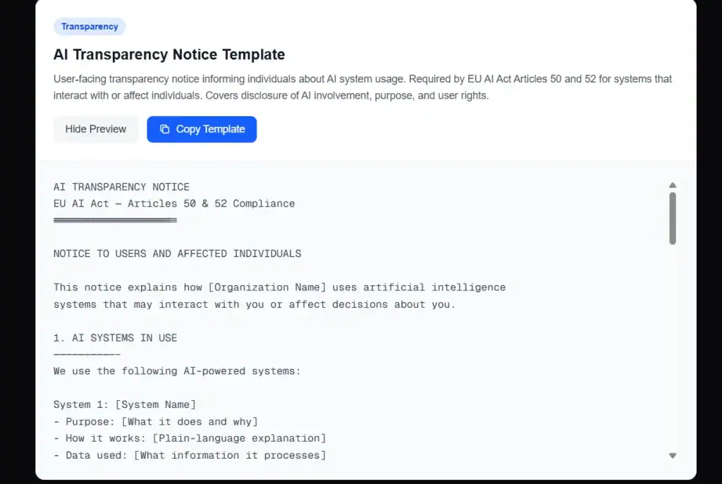 AI Tranparency Template Preview