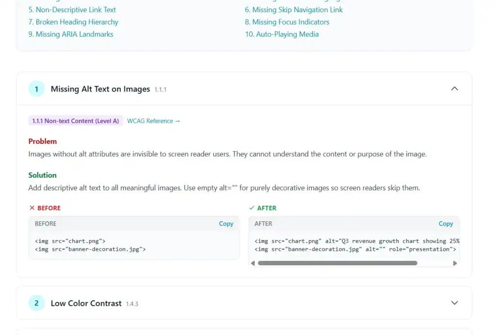 Analyze Missing ALT Text
