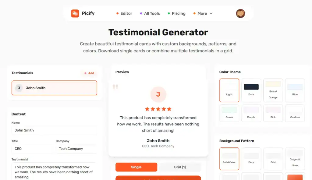 Testimonials Generator