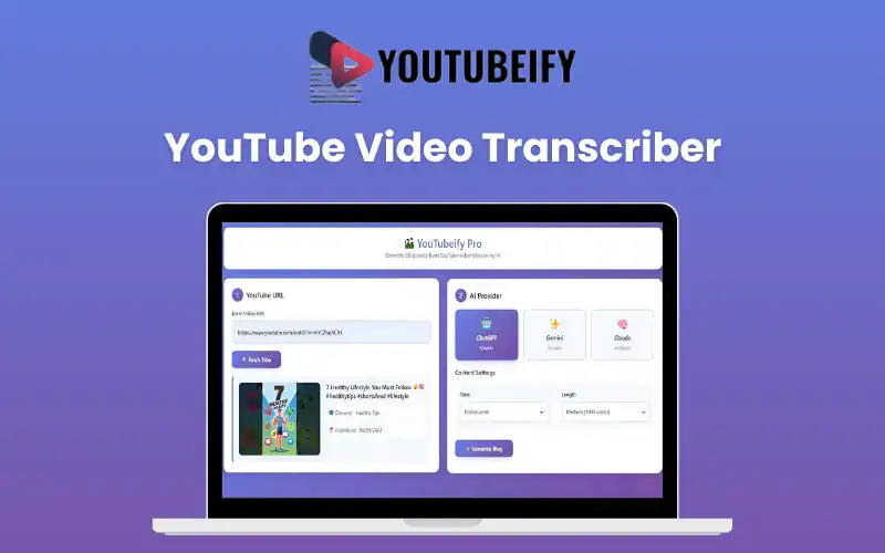 YouTubeify YouTube Video Transcriber