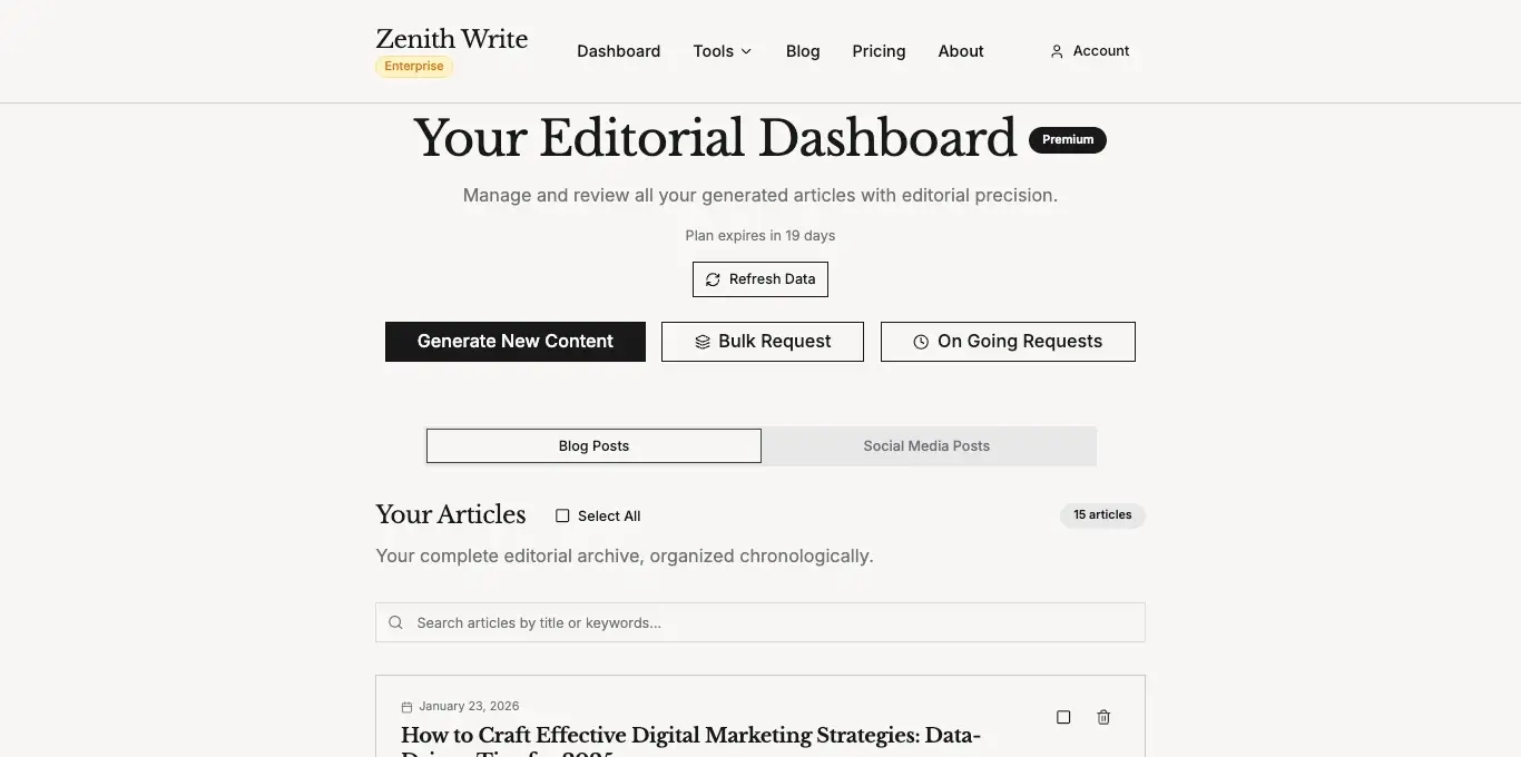 zenith write features