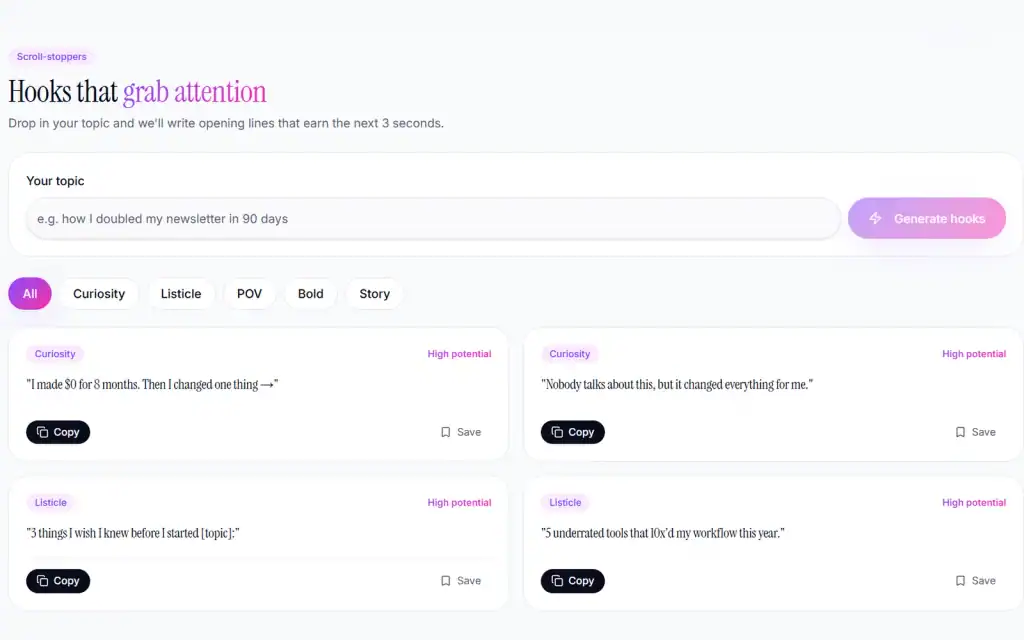 Hook And Hastags Generator