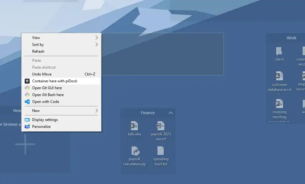 add new container dock