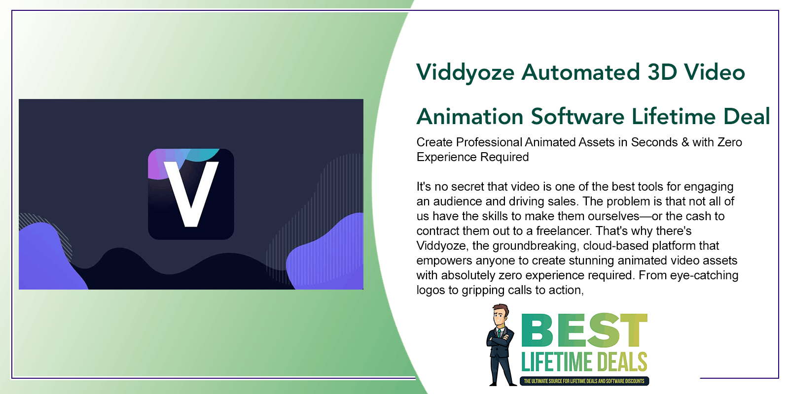 Viddyoze Automated 3D Video Animation Software Lifetime Deal Post Image