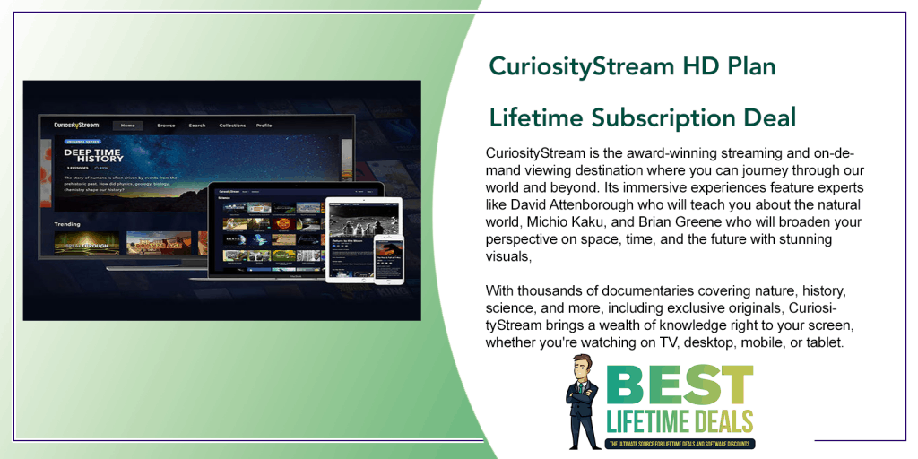 CuriosityStream HD Plan Best Documentaries Streaming Service Lifetime Deal