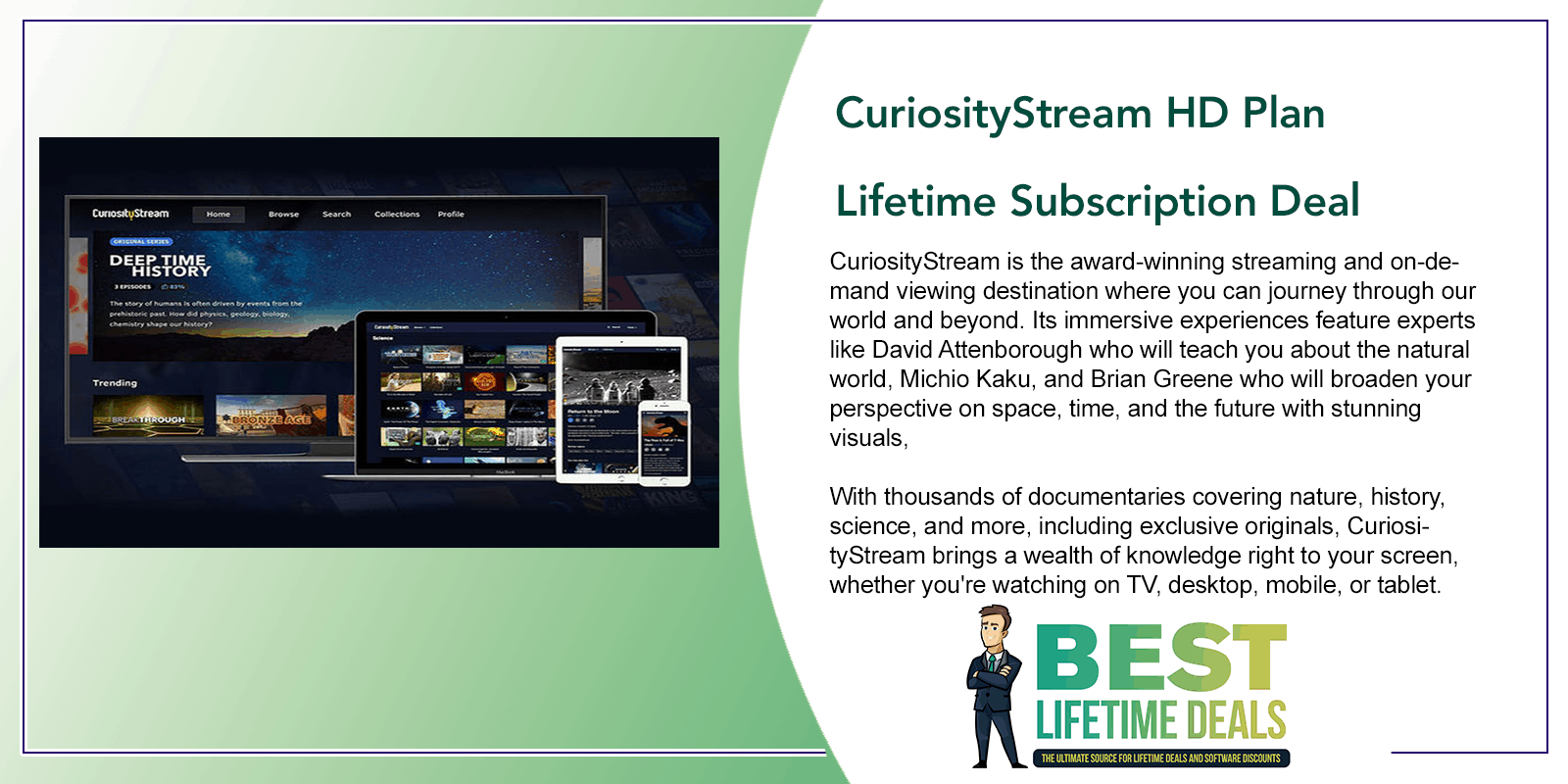 CuriosityStream HD Plan Lifetime Subscription Deal