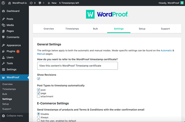 WordProof Screenshot 2