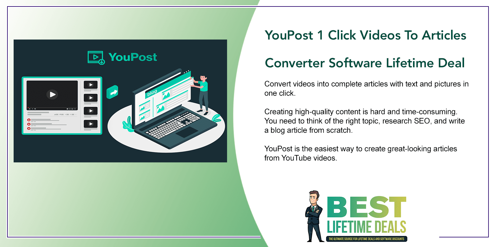 YouPost 1 Click Videos To Articles Converter Software Featured Image