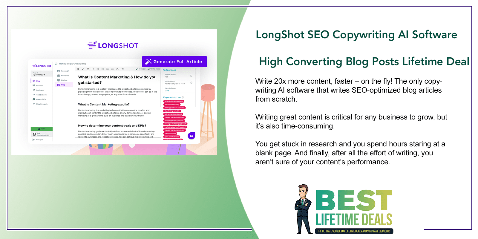 LongShot SEO Copywriting AI Software High Converting Blog Posts