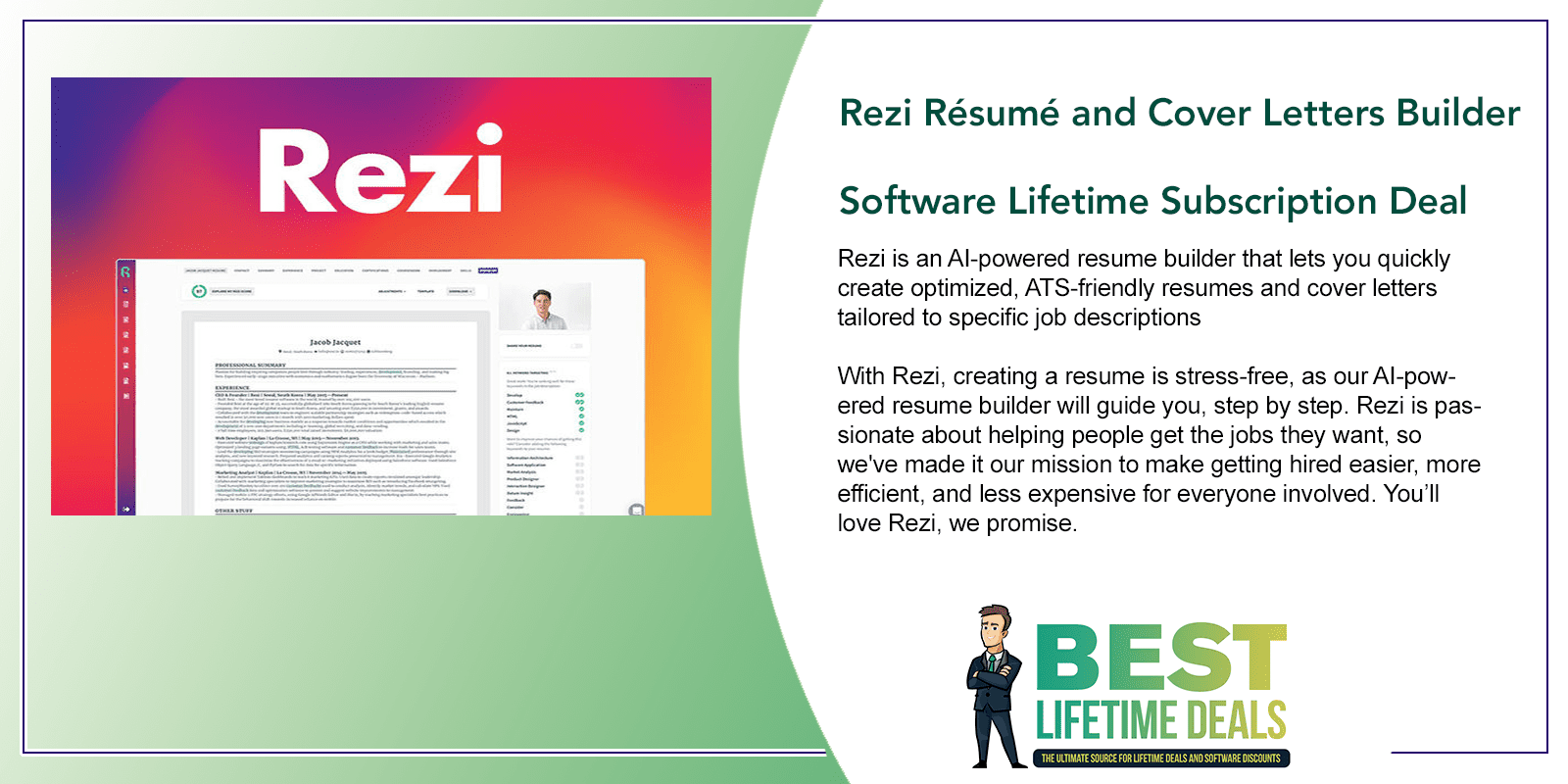 Rezi Résumé and Cover Letters Builder Software Lifetime Subscription Deal