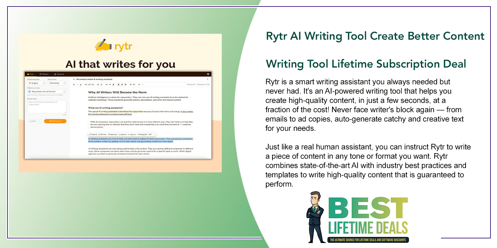 Rytr AI Writing Tool Create Better Content Writing Tool Featured Image