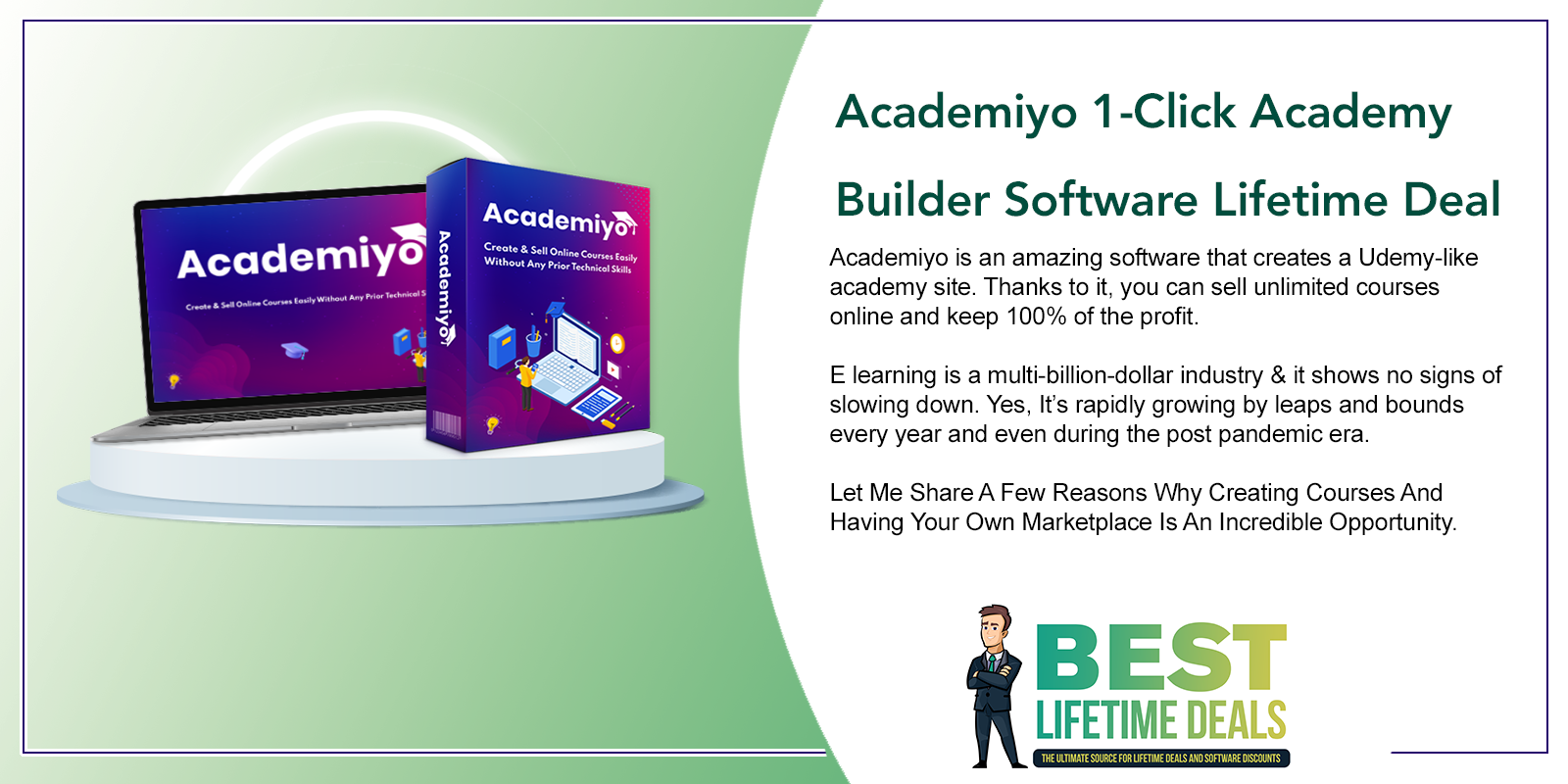 Academiyo 1 Click Academy Builder Software Lifetime Deal Featured Image