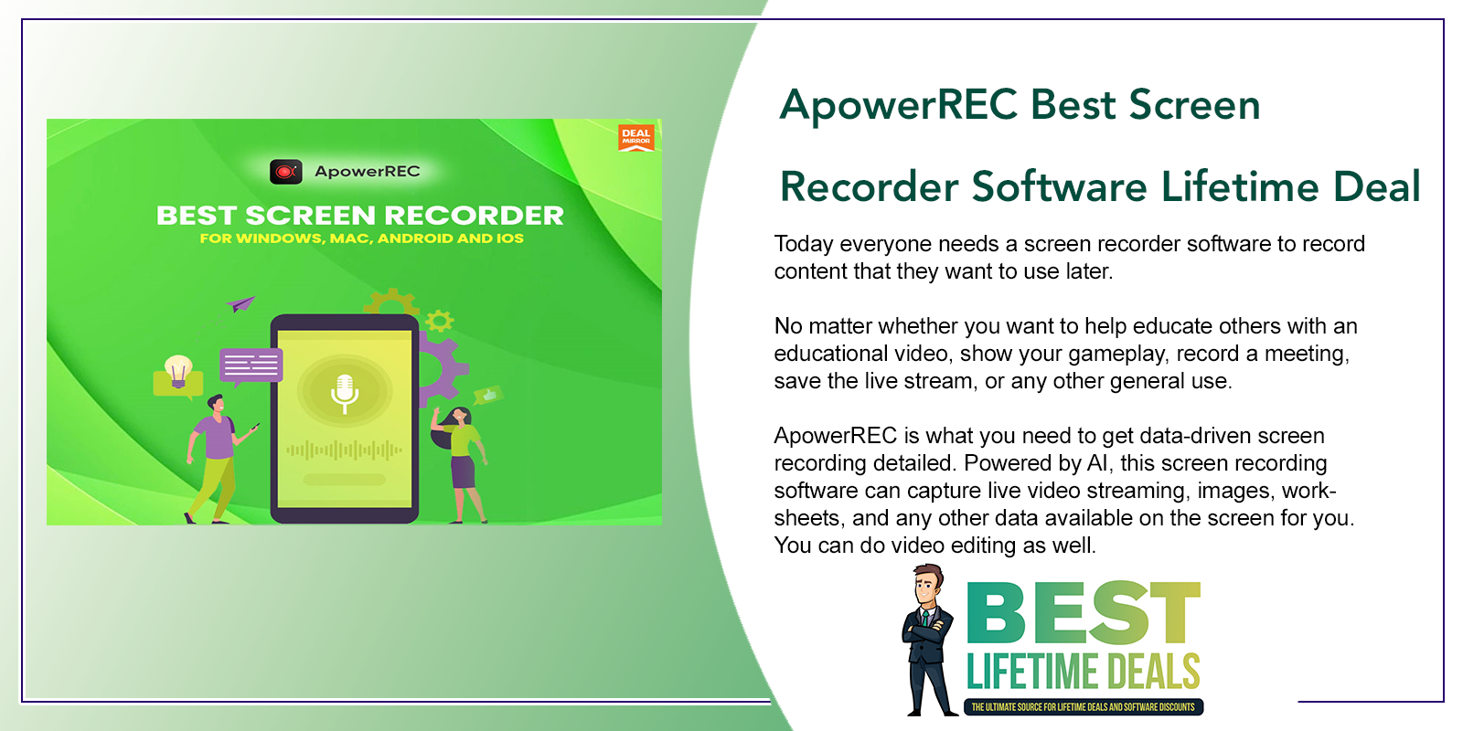 ApowerREC Best Screen Recorder Software Lifetime Deal Featured Image